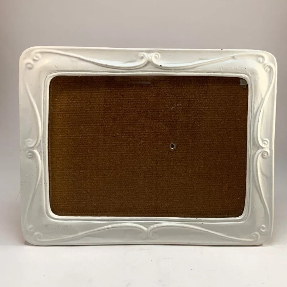 VTG French Country Creamy Off-White Metal Picture Frame‎ 5